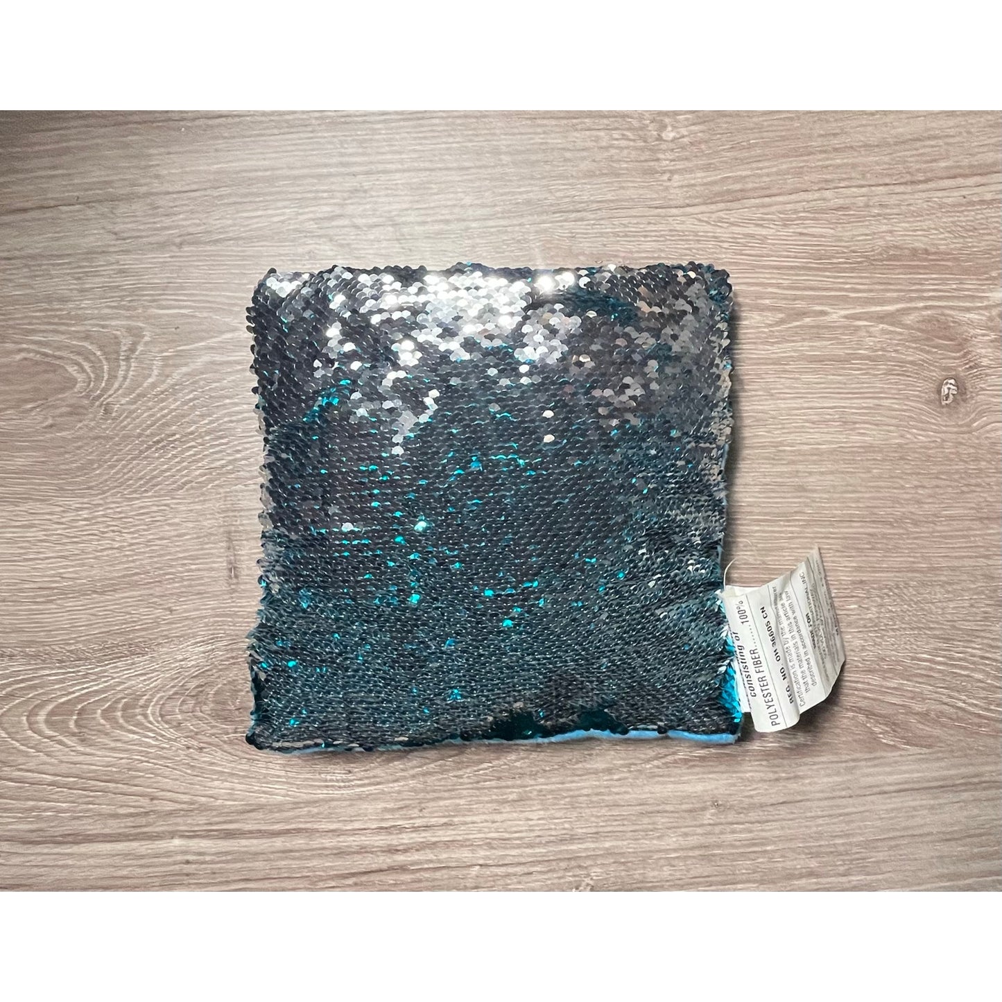 Stuffed Pillow Green & Sliver 9” X 9”