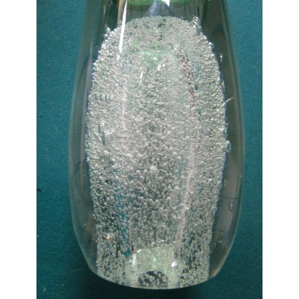 Lithuanian Hand Made Crystal Sculpture Controlled Bubbles And Green 13"