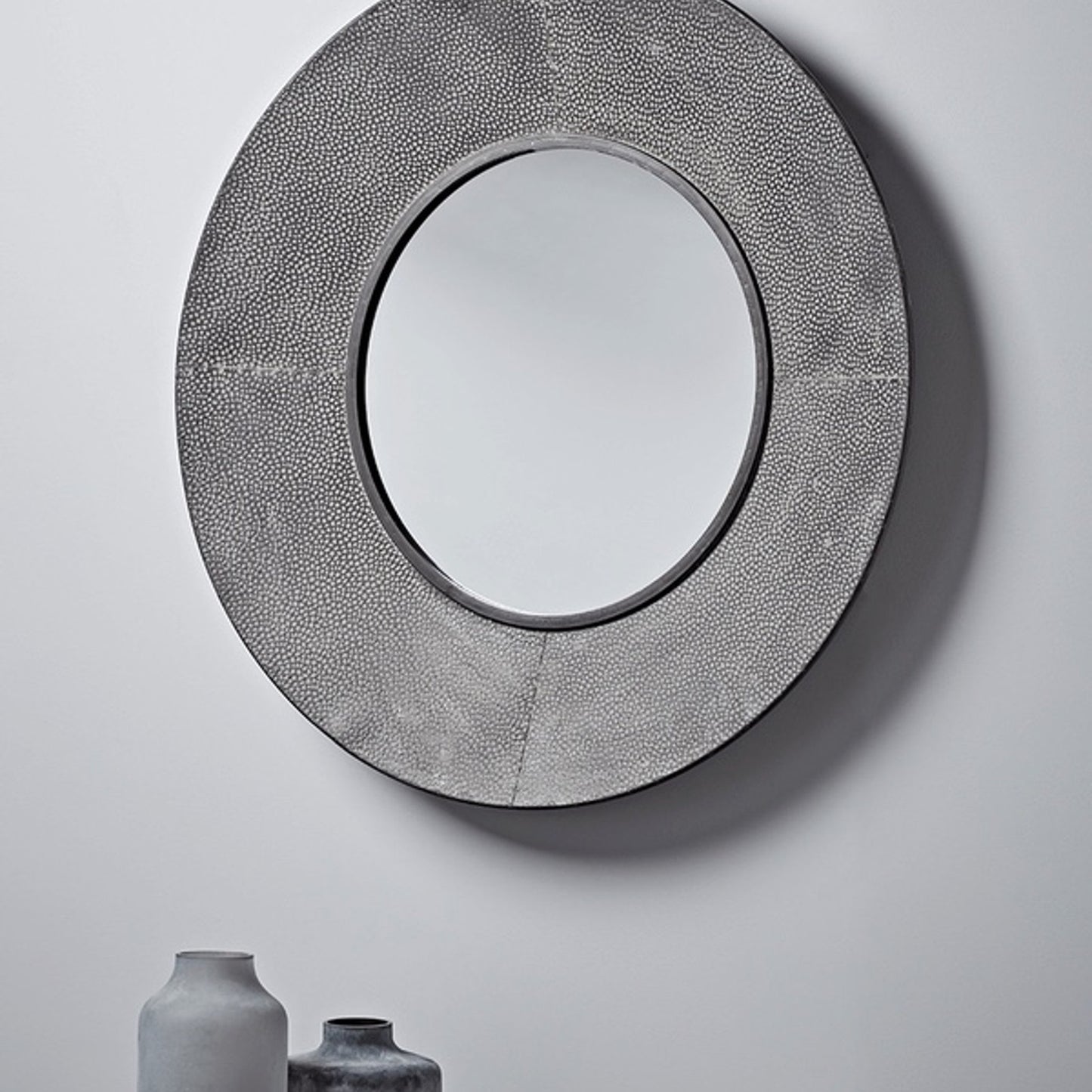 Textured Monochrome Round Mirror
