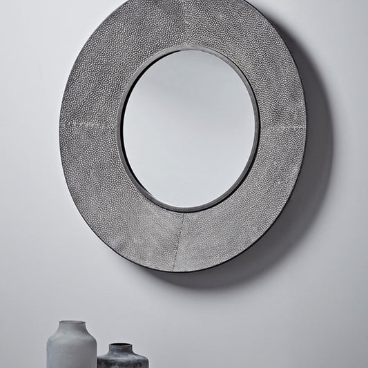 Textured Monochrome Round Mirror