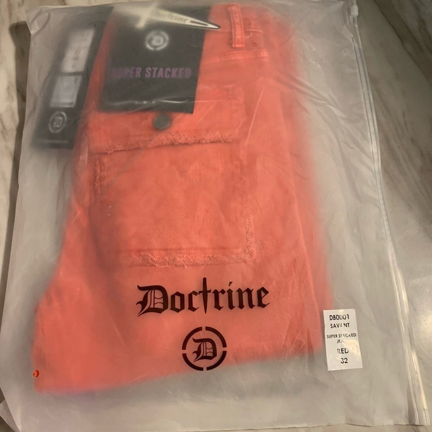 DOCTRINE DENIM (SAVANT RED SUPER STACKED JEAN) SIZE 32